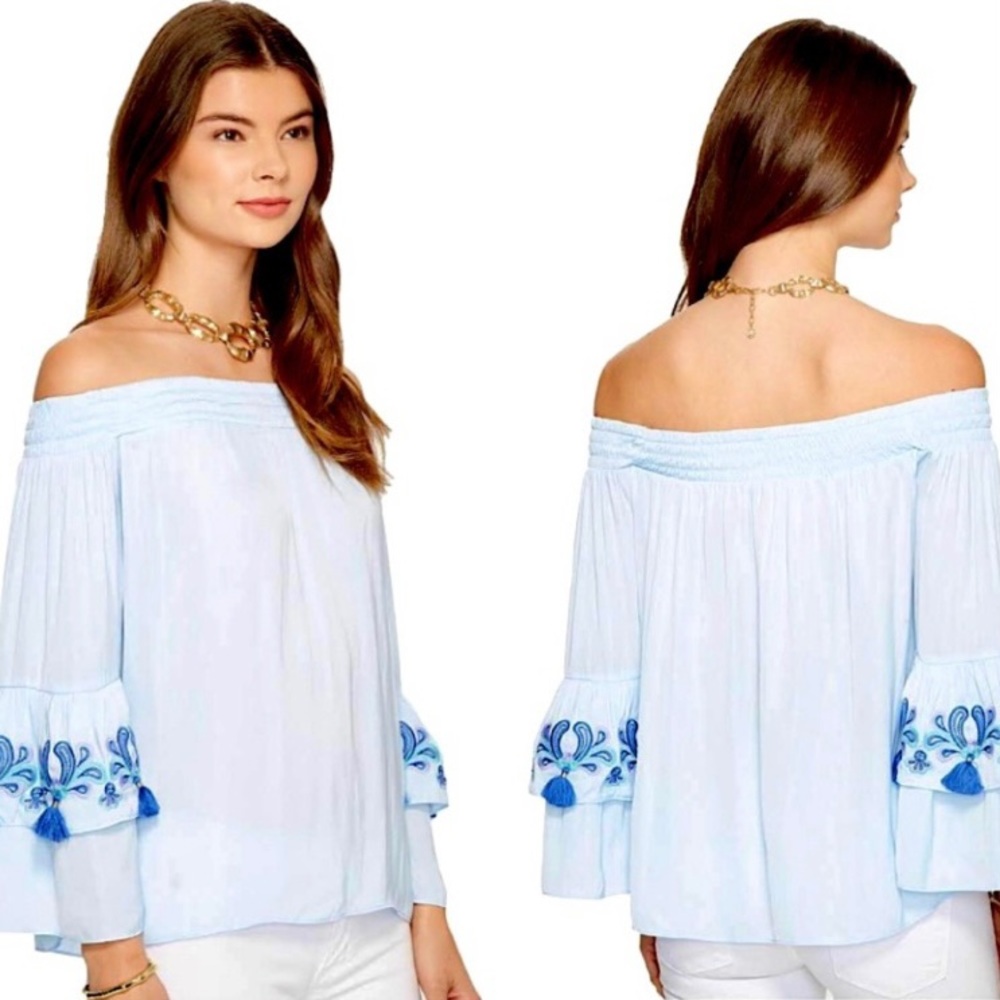 Lilly Pulitzer Tobyn Off the Shoulder top in Blue size XXS